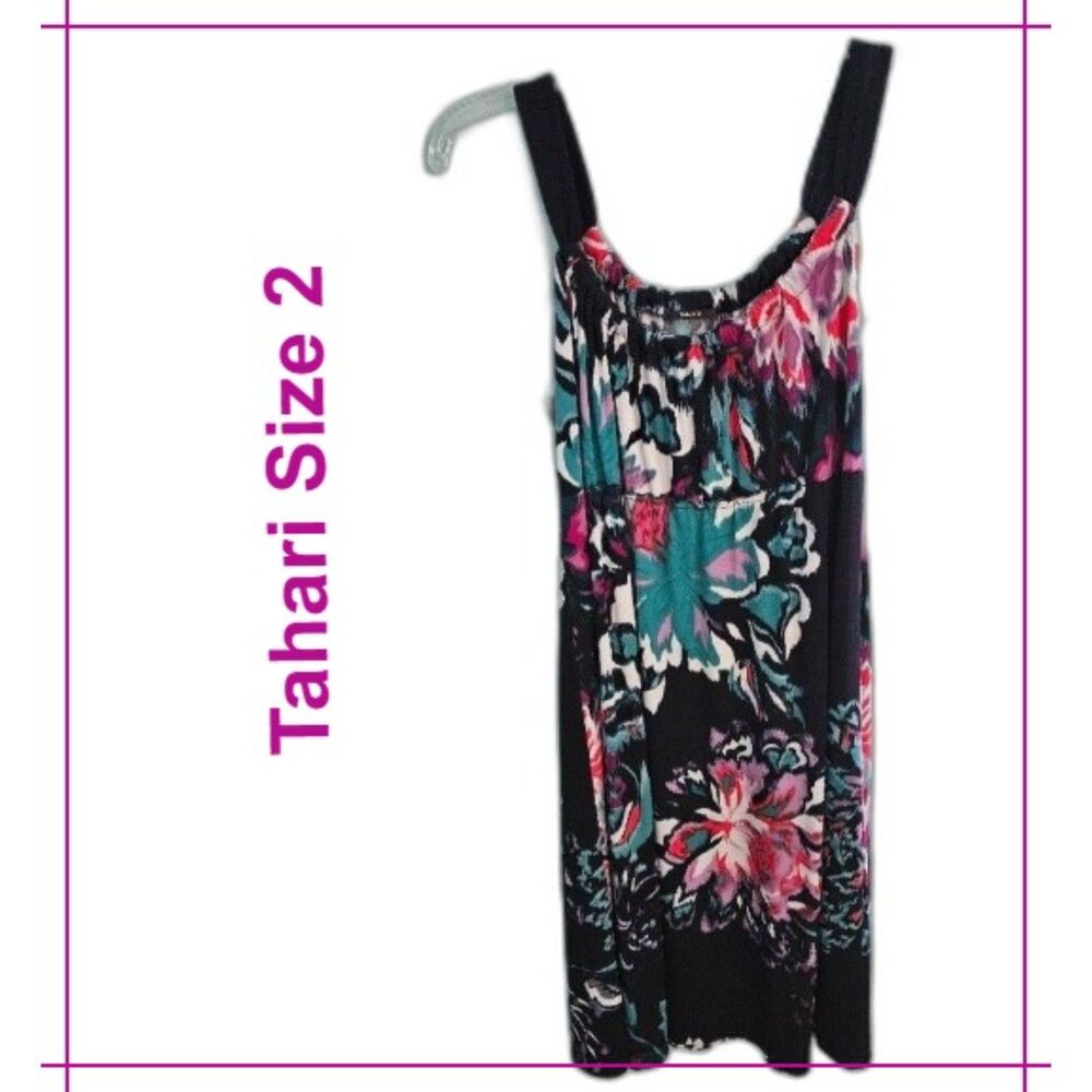 TAHARI Mini Floral Tank Sleeves Dress Colorful Size 2